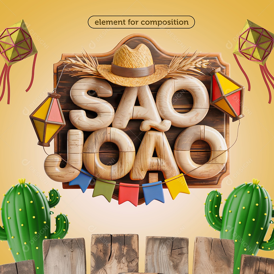 Selo 3D São João Para Composição PSD