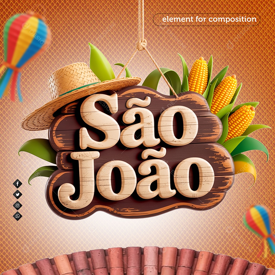 Selo 3D São João Para Composição PSD