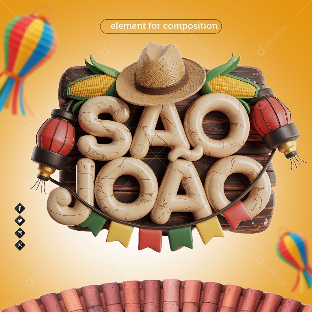 Selo 3D São João Para Composição PSD