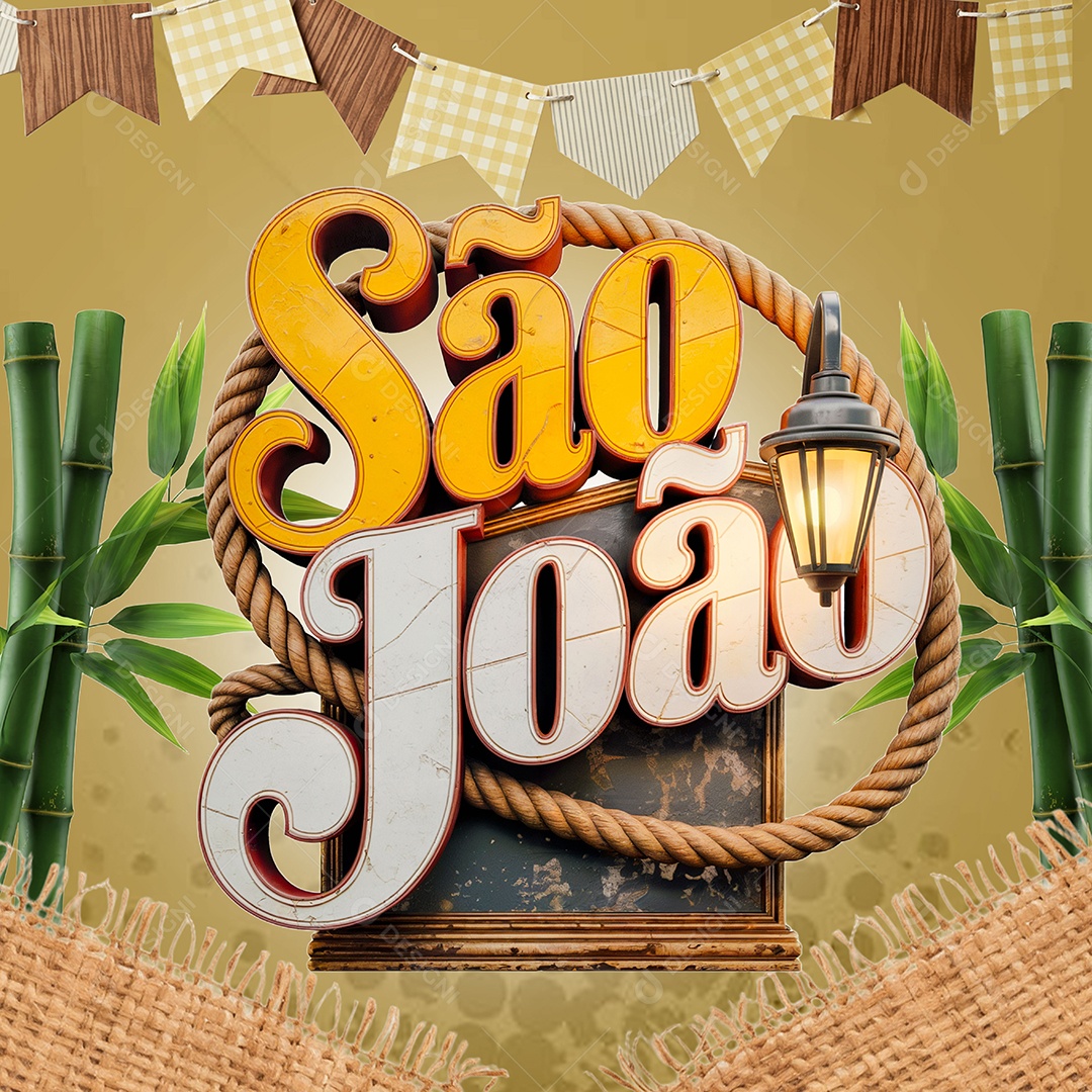 Selo 3D São João Para Composição PSD