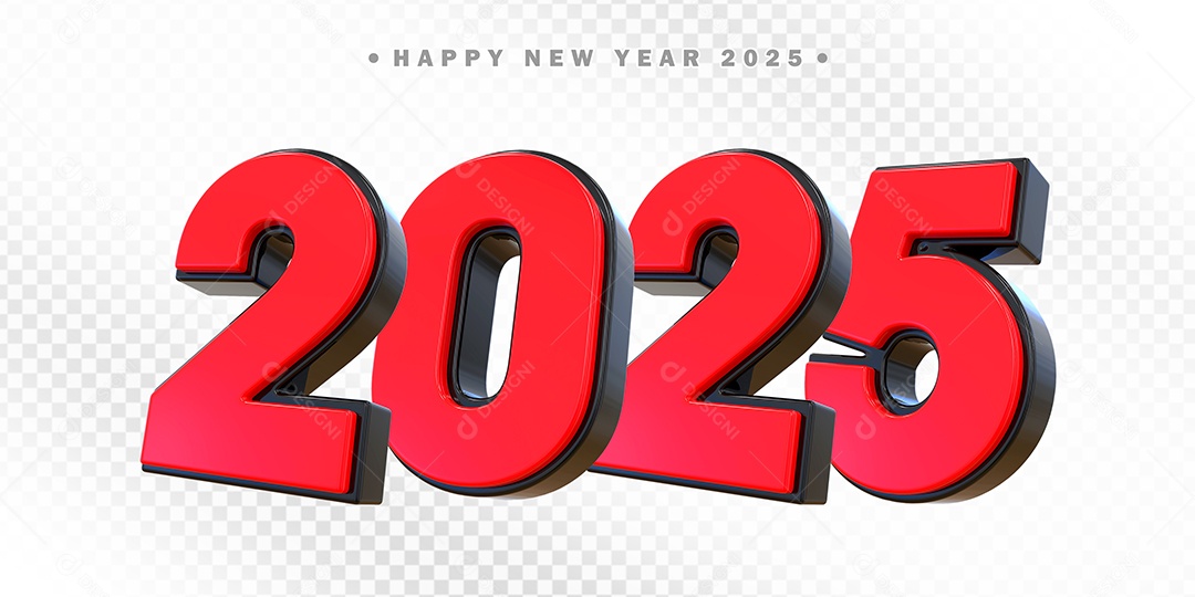 Numero 2025 Vermelho Elemento 3D Para Composição PSD