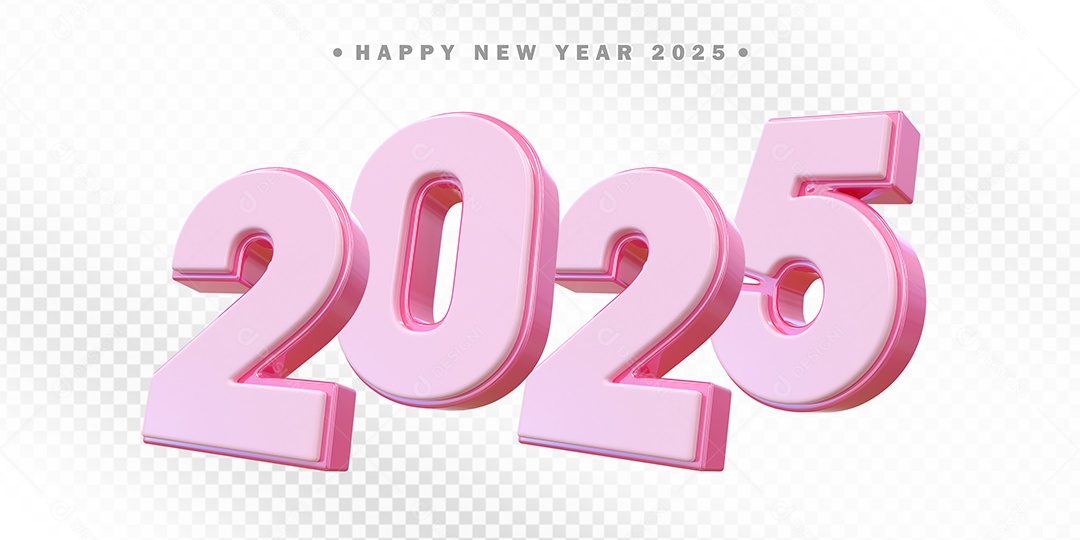 Numero 2025 Rosa Elemento 3D Para Composição PSD