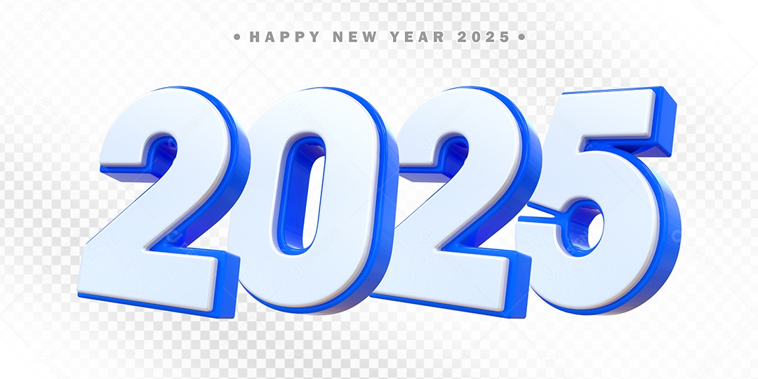Numero 2025 Auzul e Branco Elemento 3D Para Composição PSD