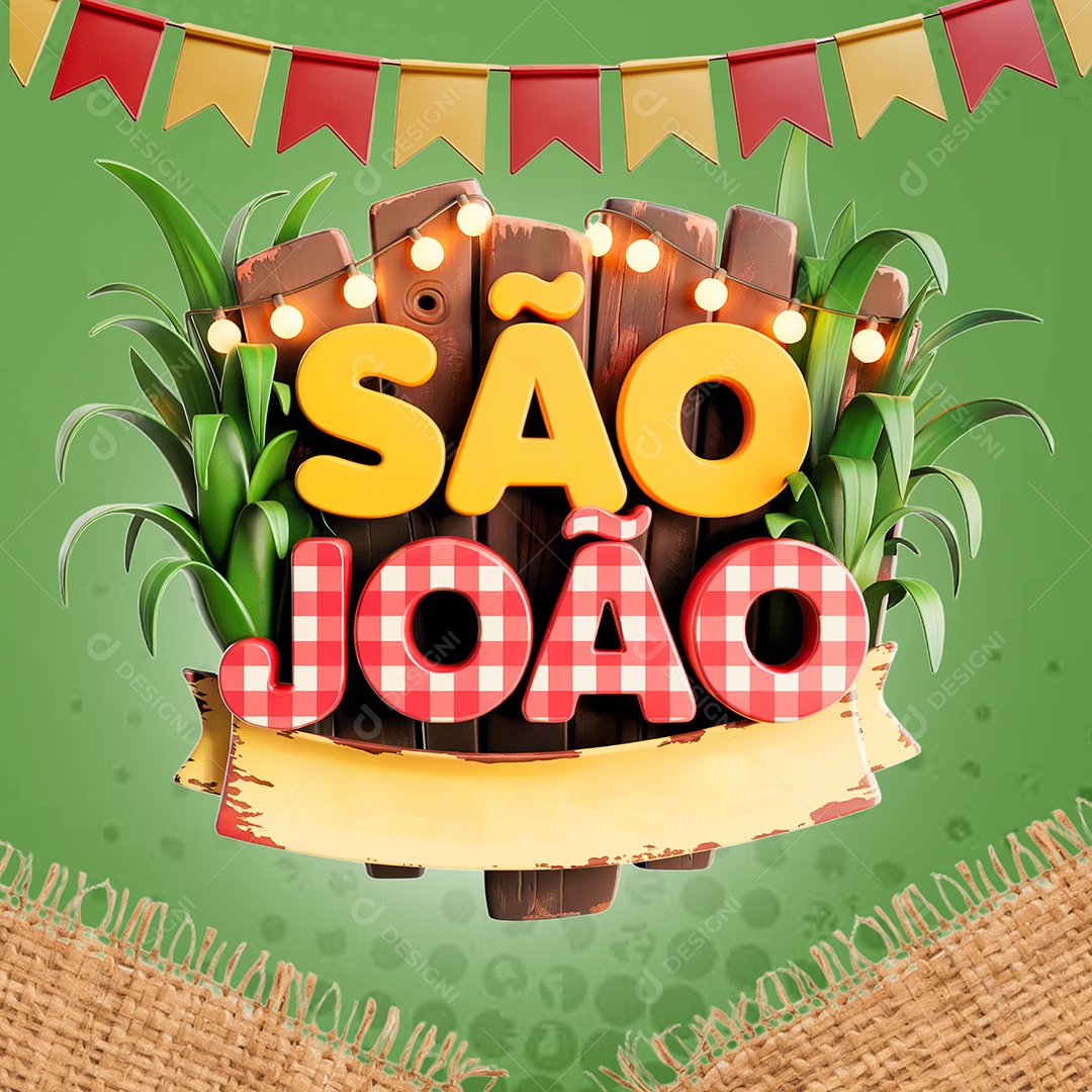 Selo 3D São João Para Composição PSD