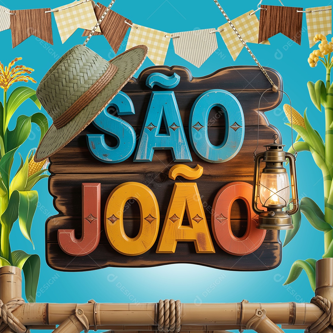 Selo 3D São João Para Composição PSD