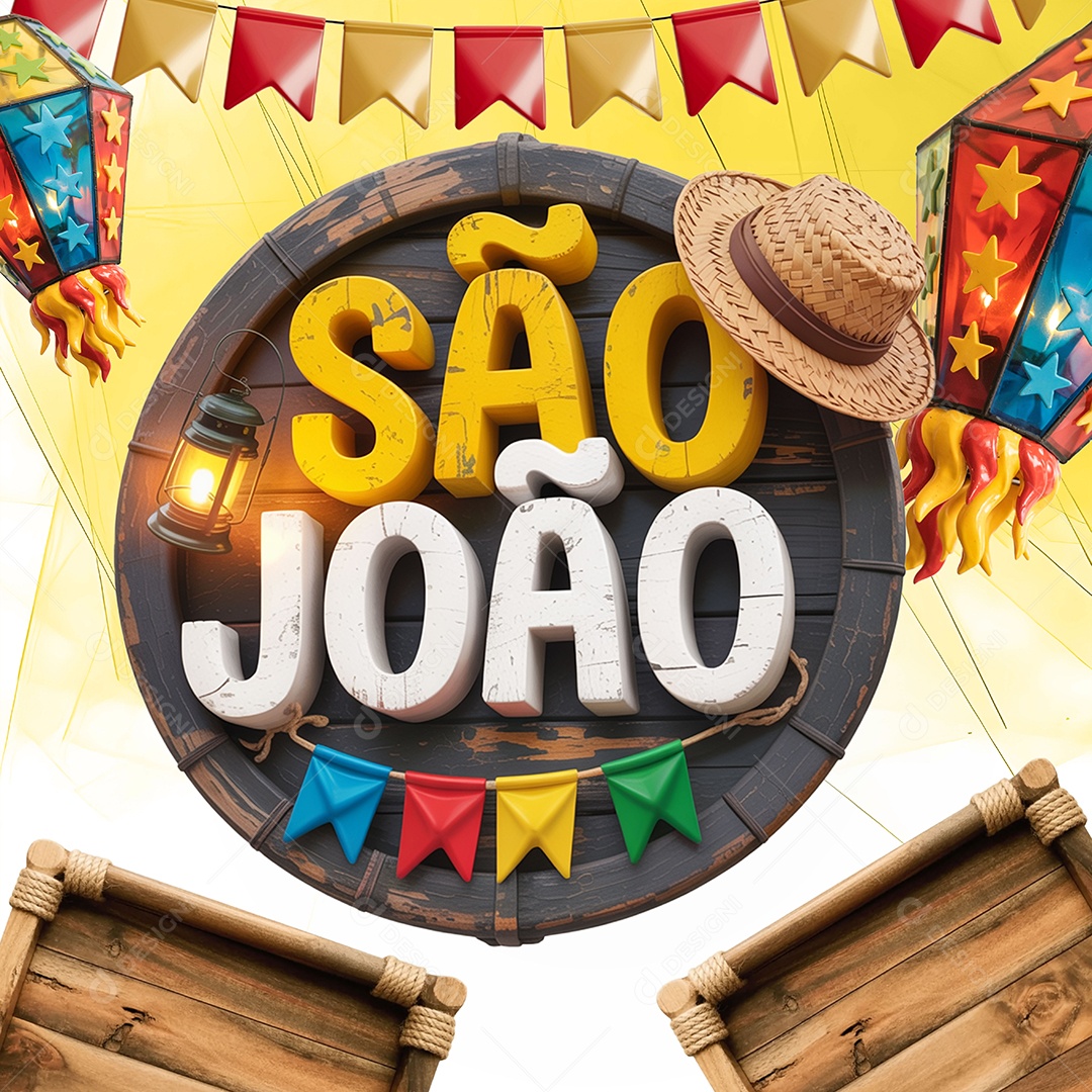 Selo 3D São João Para Composição PSD