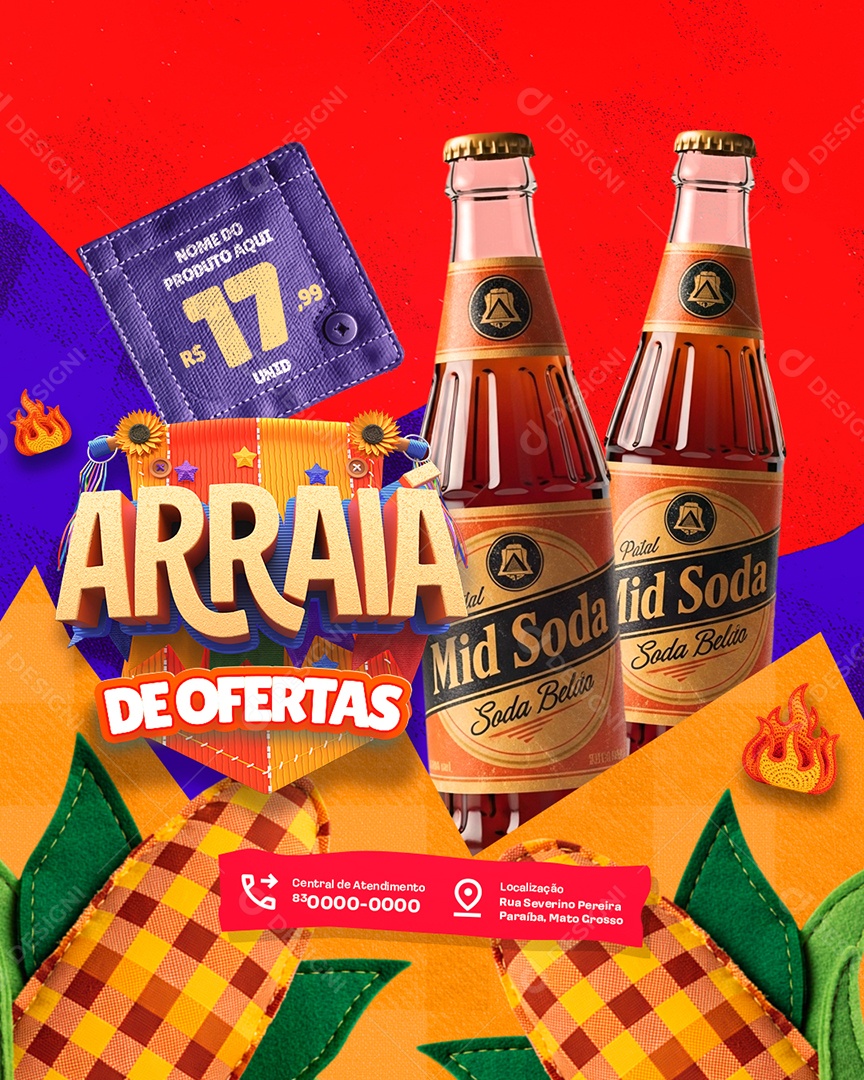Arraiá de Ofertas Supermercado Bebida Cerveja Social Media PSD Editável