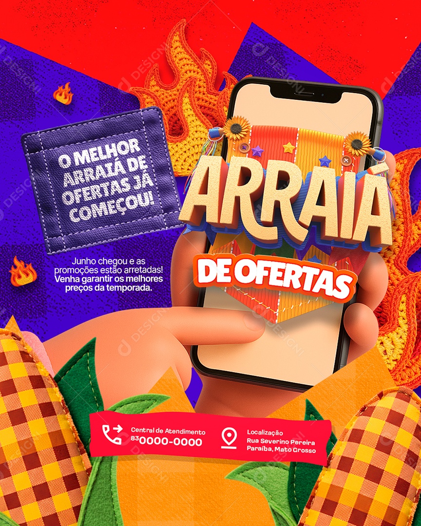 Arraiá de Ofertas Supermercado O Melhor Social Media PSD Editável