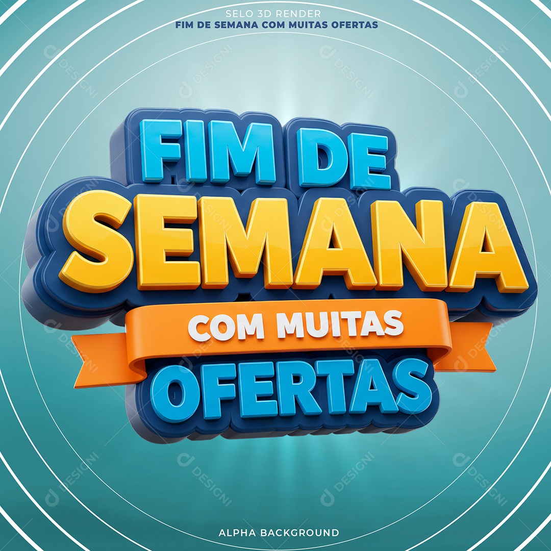 Selo 3D Fim de Semana com Muitas Ofertas PSD