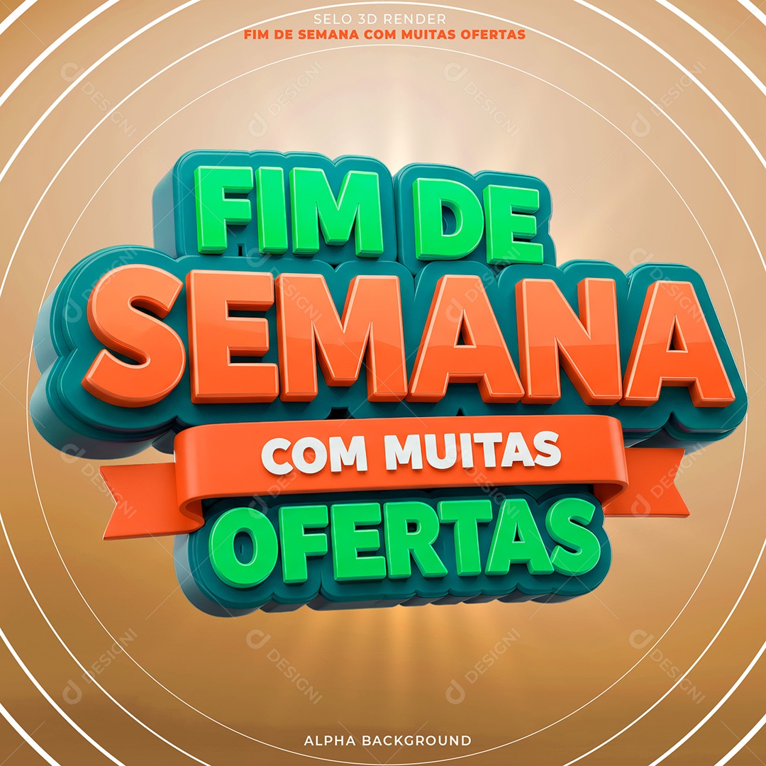 Selo 3D Fim de Semana com Muitas Ofertas PSD