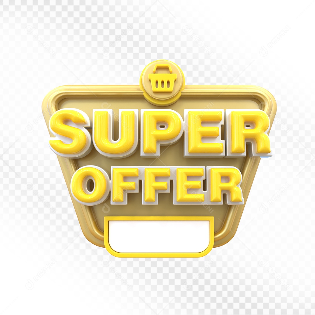 Super Ofertas Selo 3D Branco e Vermelho para Composição PSD