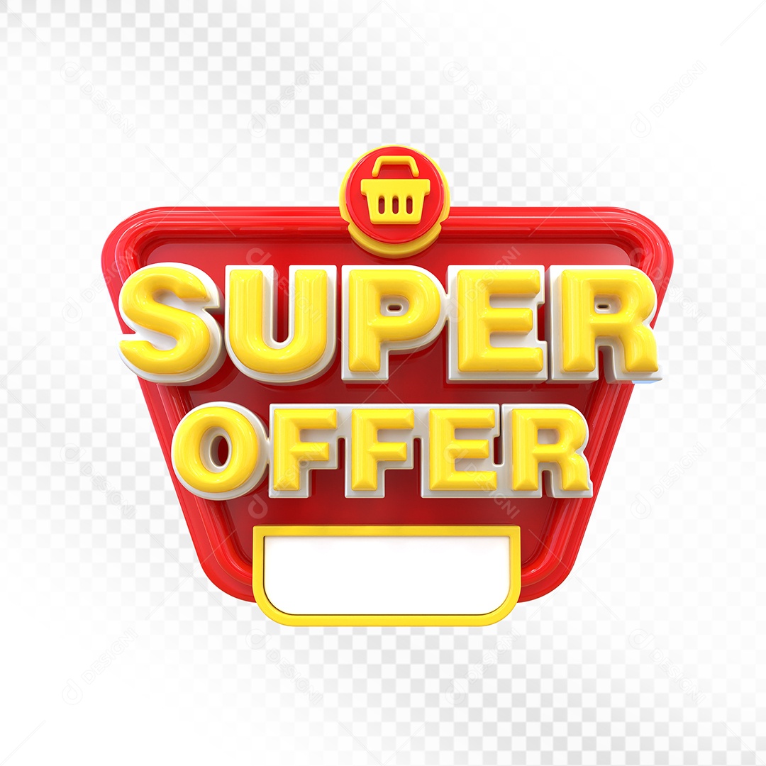 Super Ofertas Selo 3D Branco e Vermelho para Composição PSD