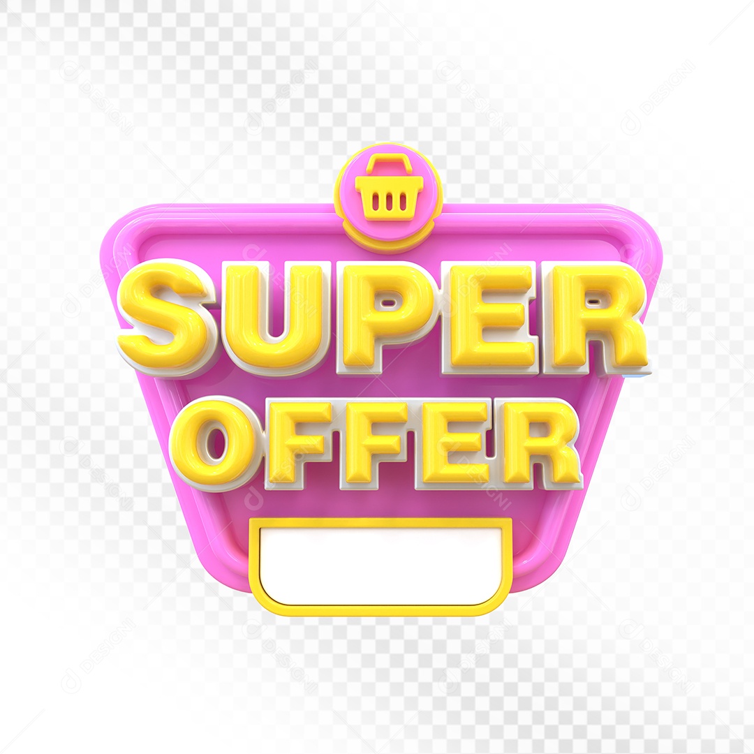 Super Ofertas Selo 3D Branco e Vermelho para Composição PSD