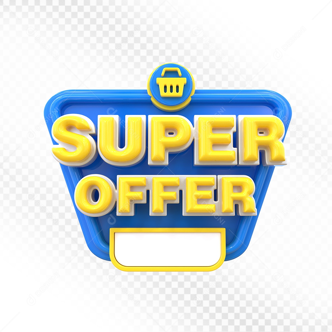 Super Ofertas Selo 3D Branco e Vermelho para Composição PSD