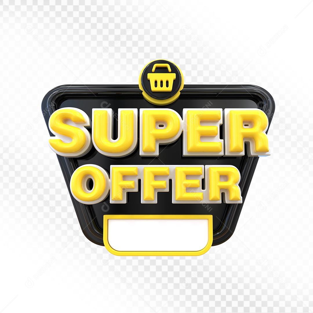 Super Ofertas Selo 3D Branco e Vermelho para Composição PSD