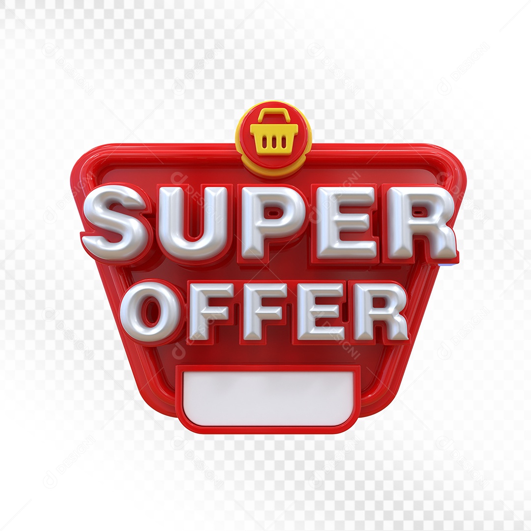Super Ofertas Selo 3D Branco e Vermelho para Composição PSD