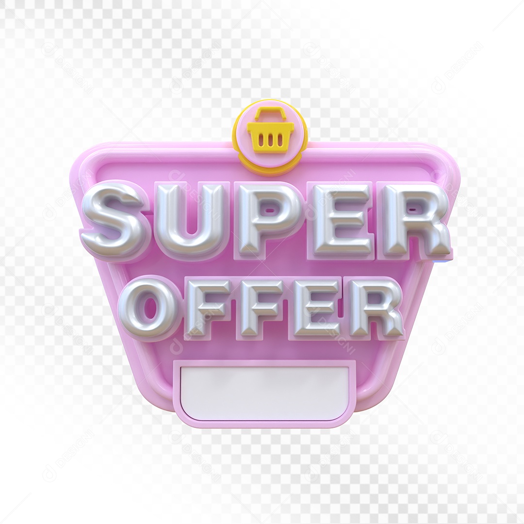 Super Ofertas Selo 3D Branco e Vermelho para Composição PSD