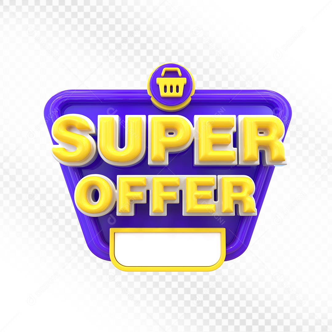 Super Ofertas Selo 3D Branco e Vermelho para Composição PSD