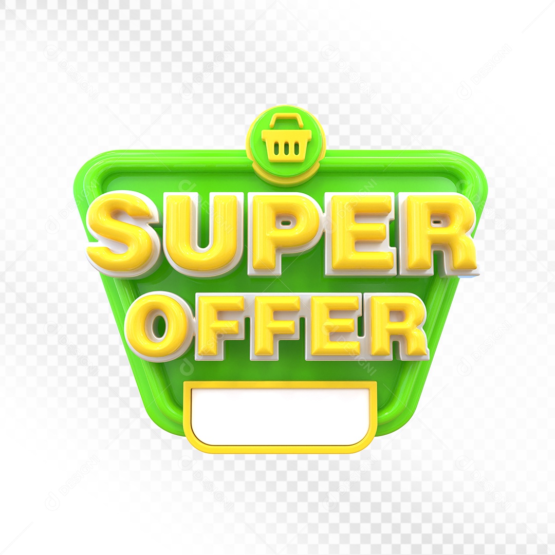 Super Ofertas Selo 3D Branco e Vermelho para Composição PSD