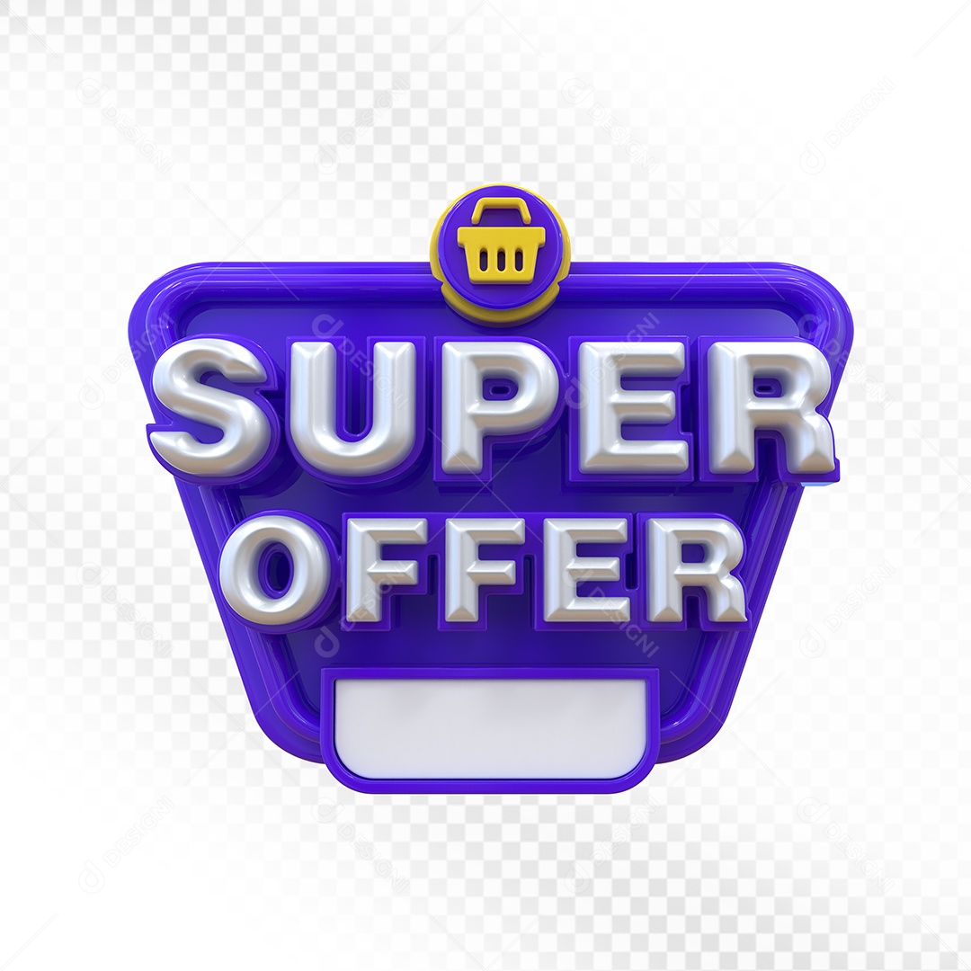 Super Ofertas Selo 3D Branco e Vermelho para Composição PSD