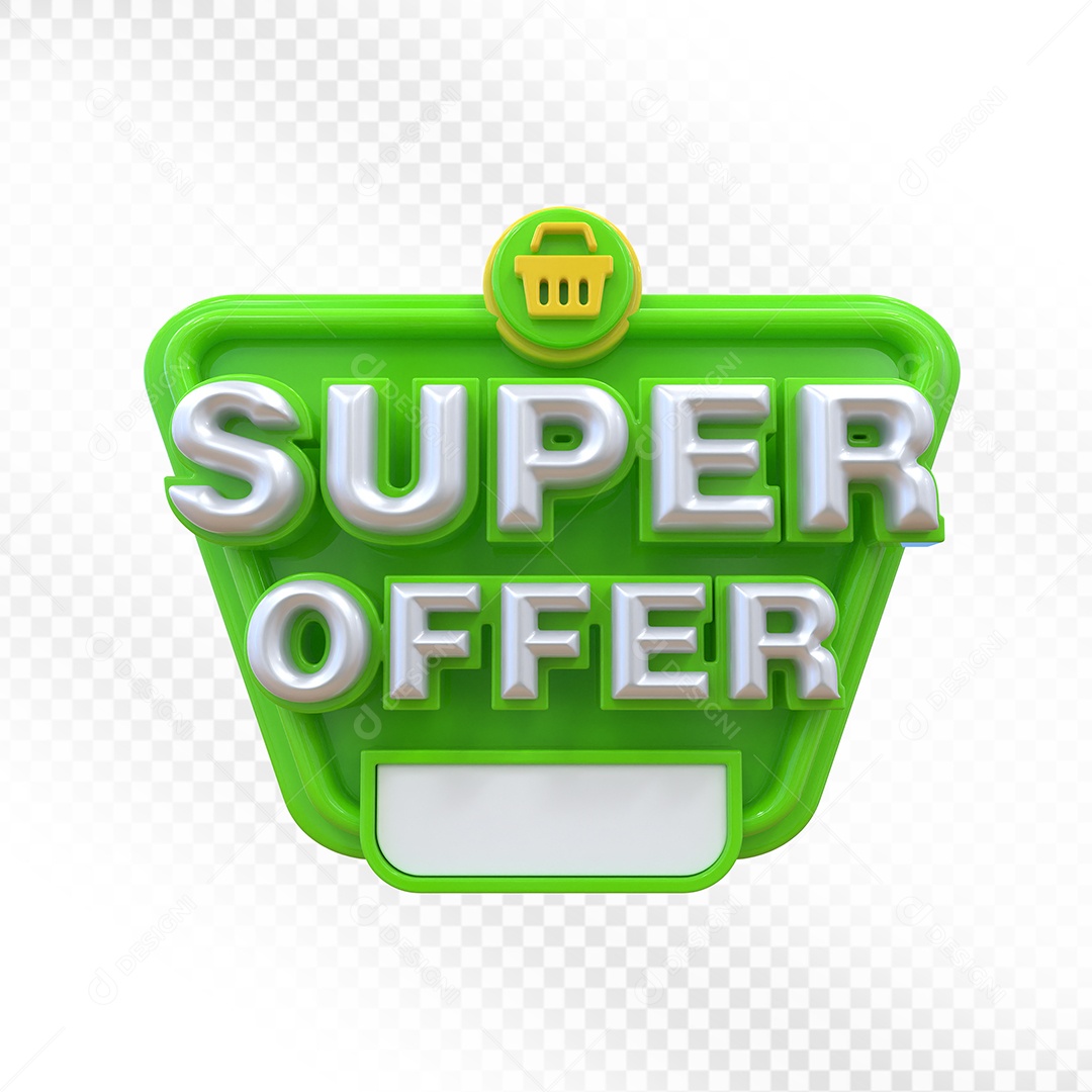 Super Ofertas Selo 3D Branco e Vermelho para Composição PSD