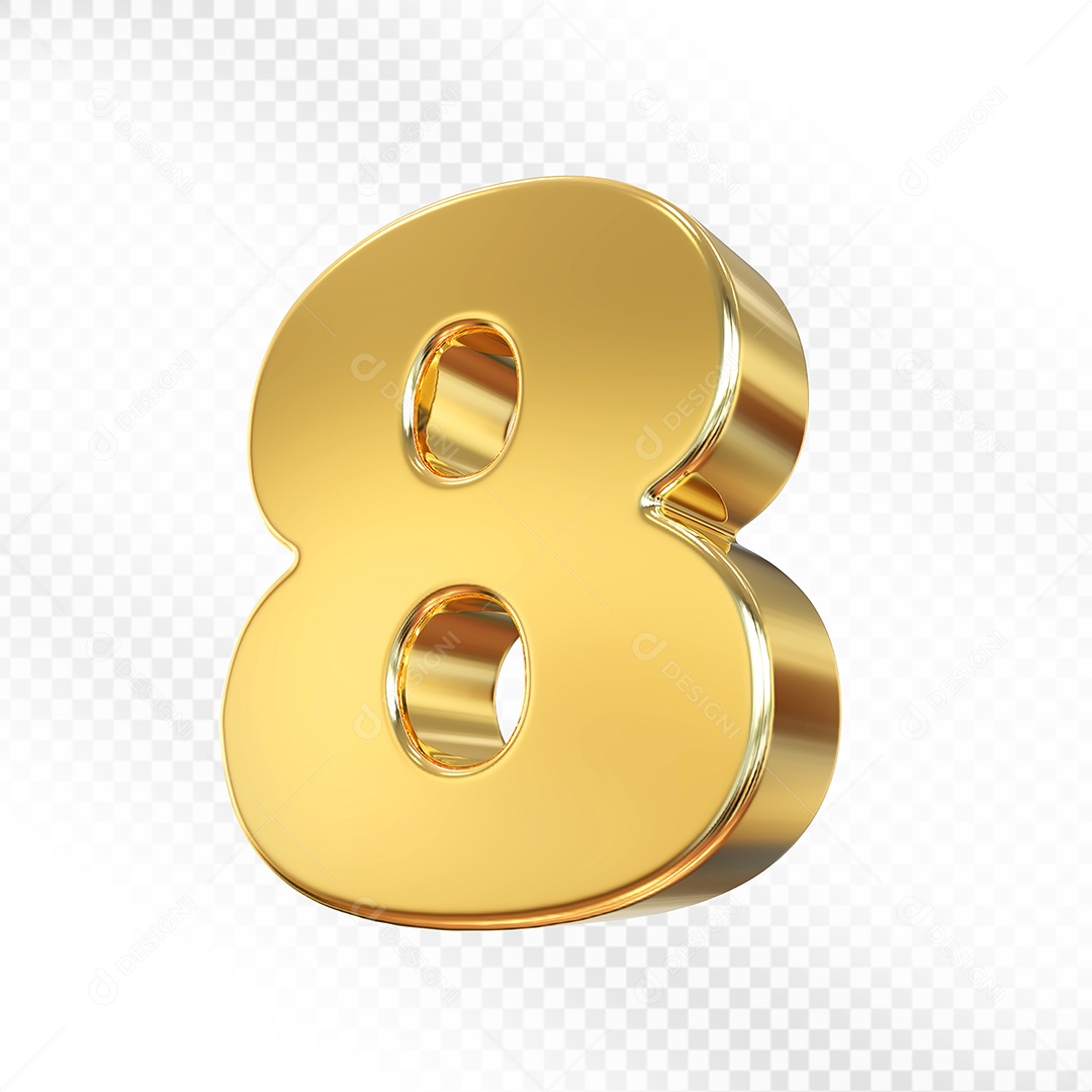 Número Dourado 55% Elemento 3D Para Composição PSD