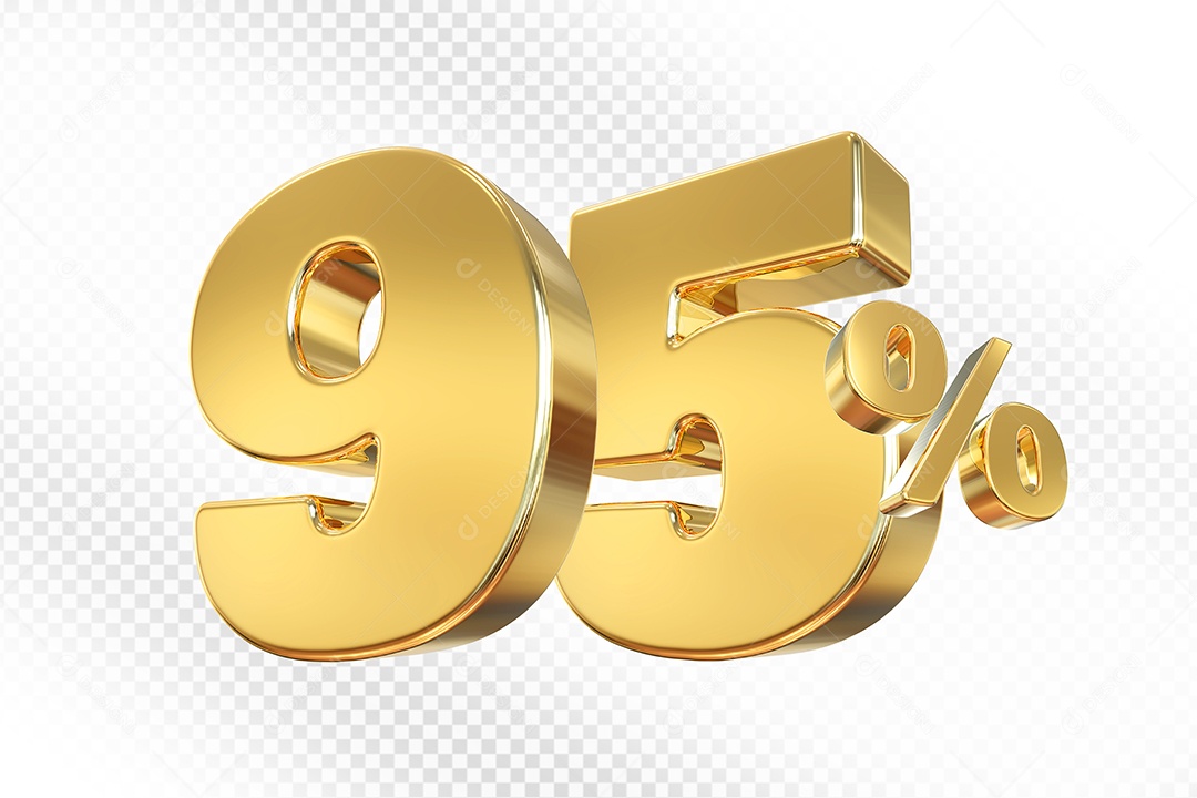 Número Dourado 100% Elemento 3D Para Composição PSD