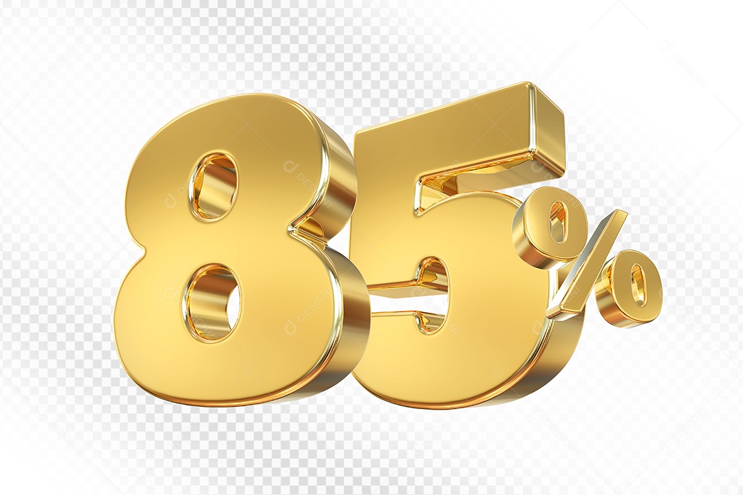 Número Dourado 85% Elemento 3D Para Composição PSD