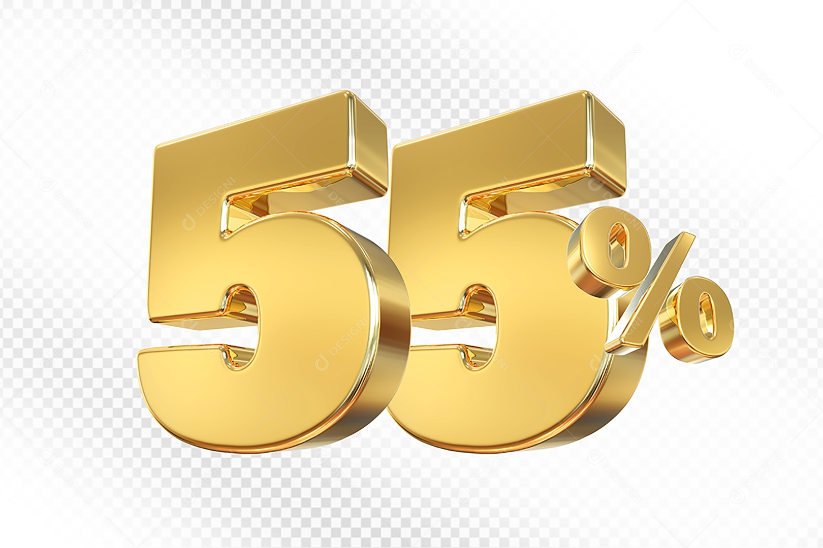 Número Dourado 55% Elemento 3D Para Composição PSD