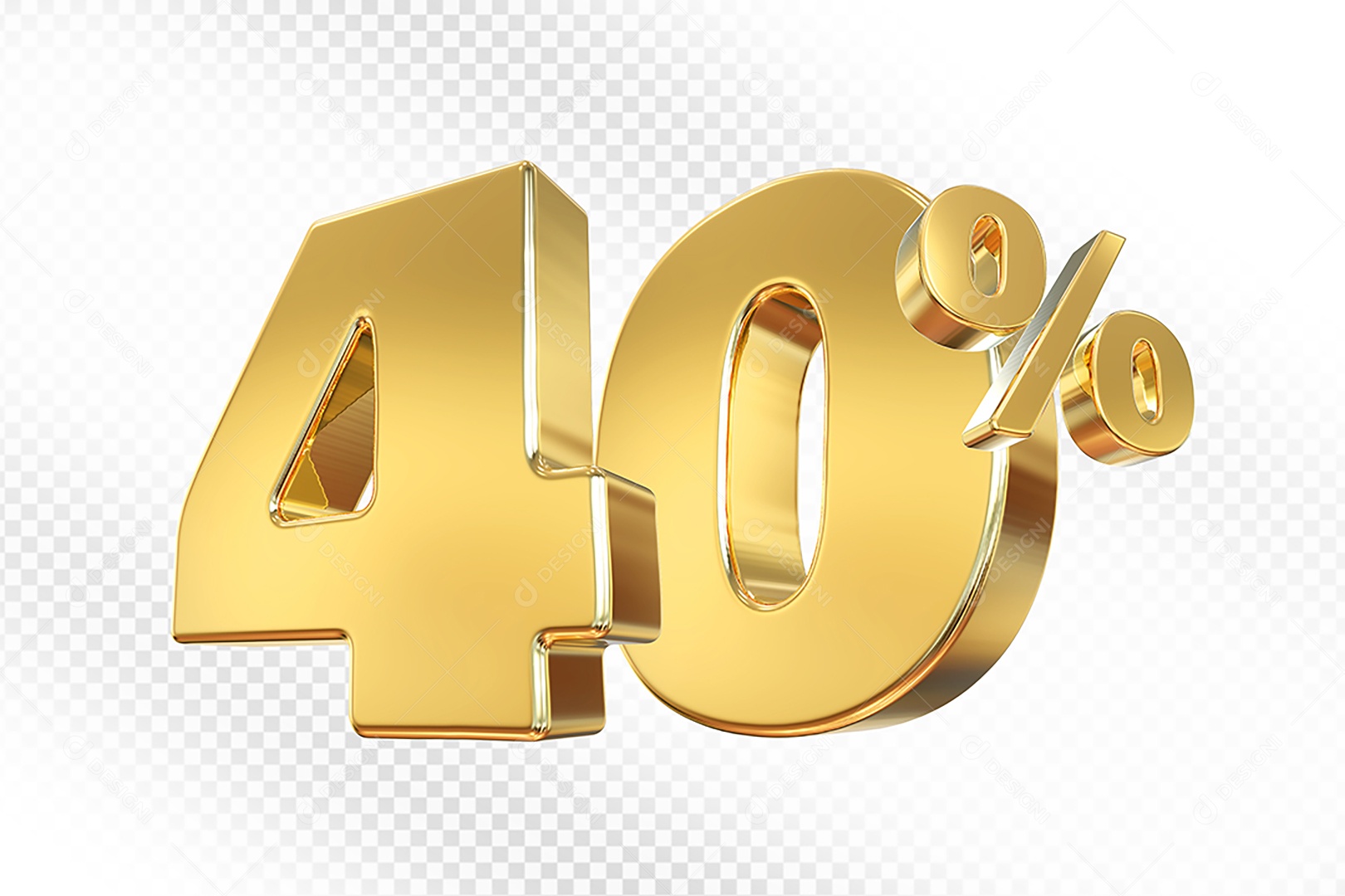Número Dourado 40% Elemento 3D Para Composição PSD