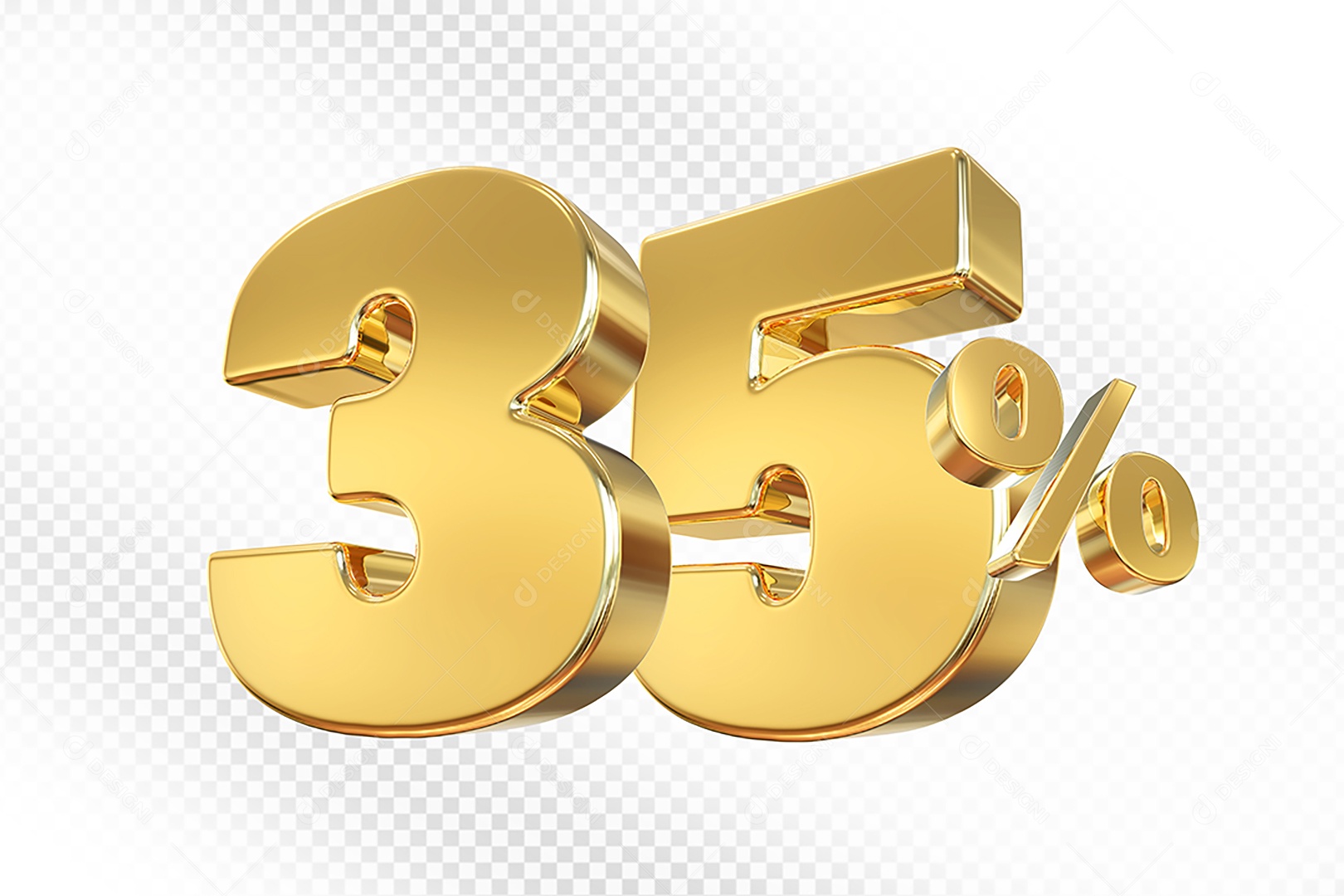 Número Dourado 35% Elemento 3D Para Composição PSD