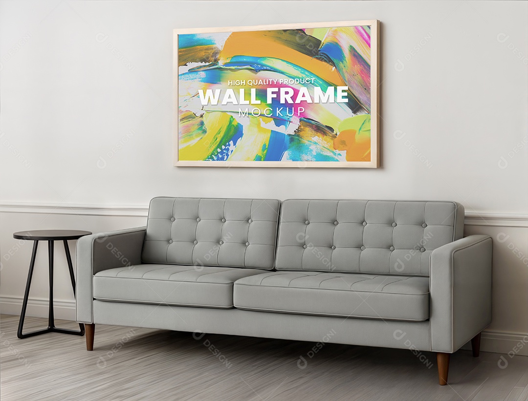 Mockup Quadro Em Sala de Estar PSD Editável