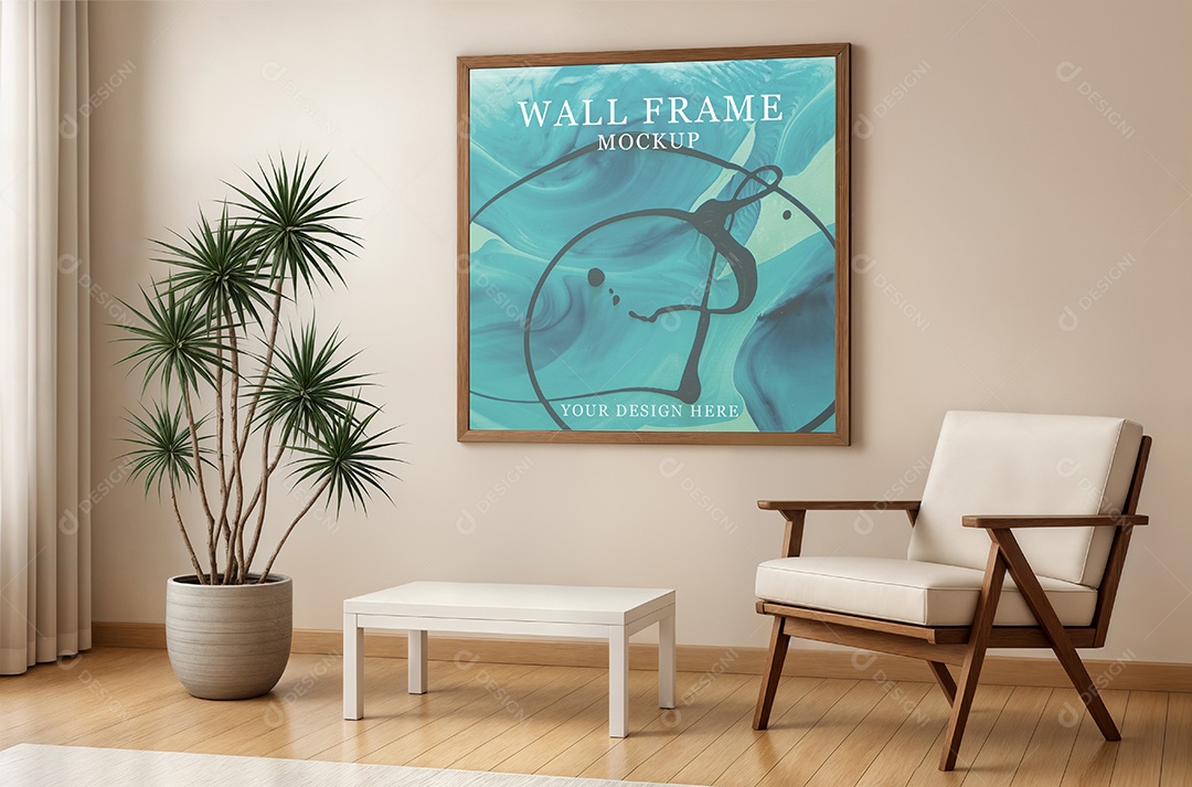 Mockup Quadro Em Sala de Estar PSD Editável