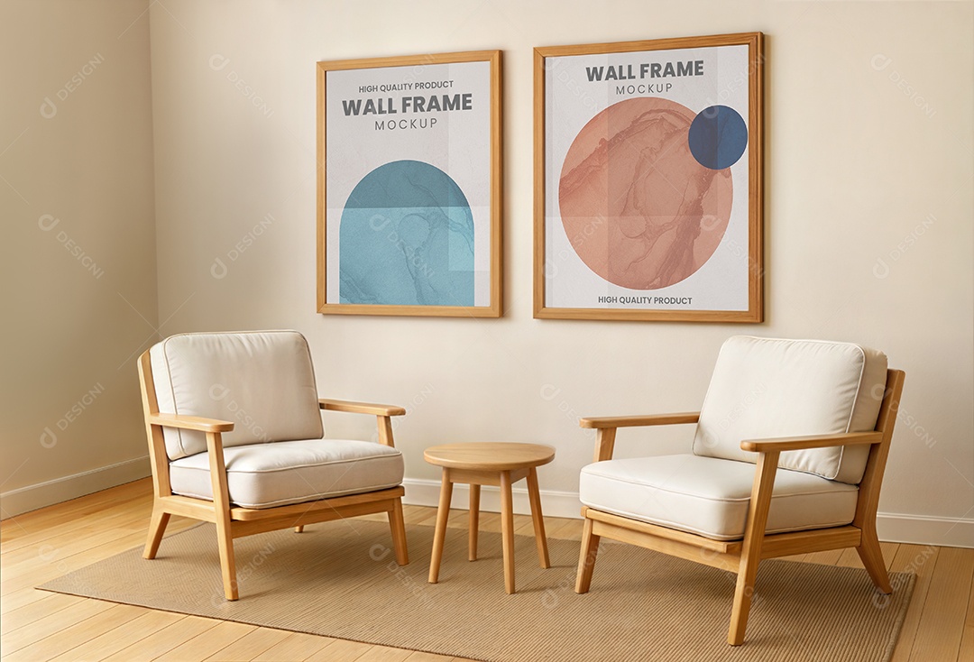 Mockup Quadro Em Sala de Estar PSD Editável