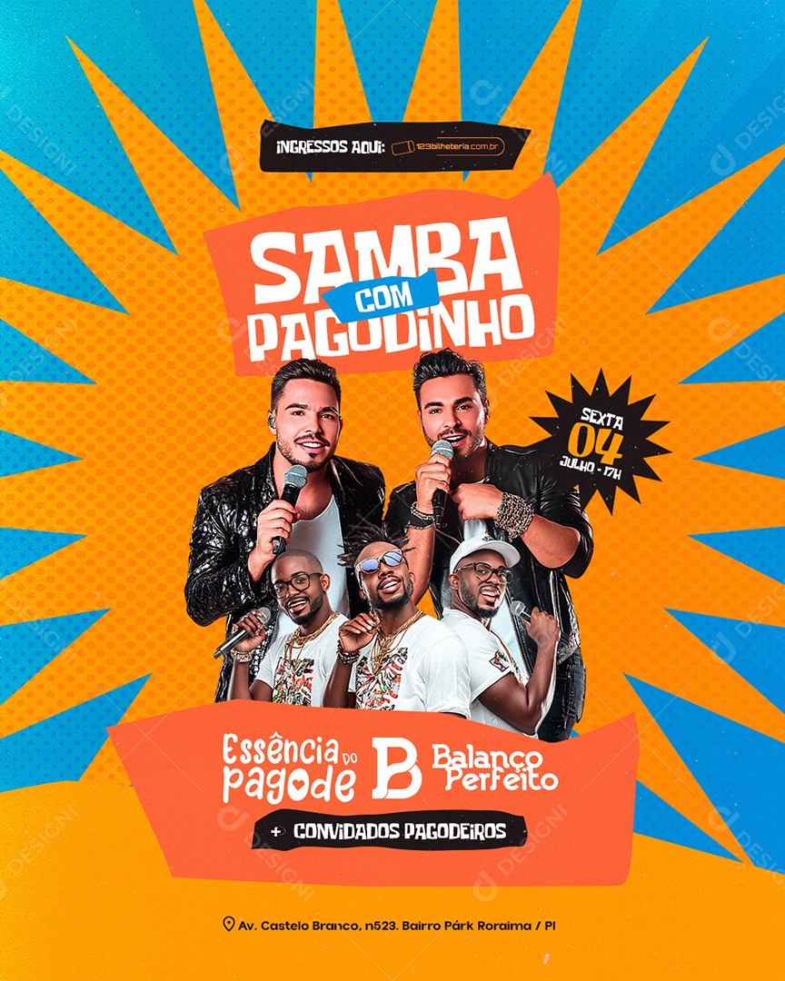 Flyer Samba com Pagodinho Social Media PSD Editável