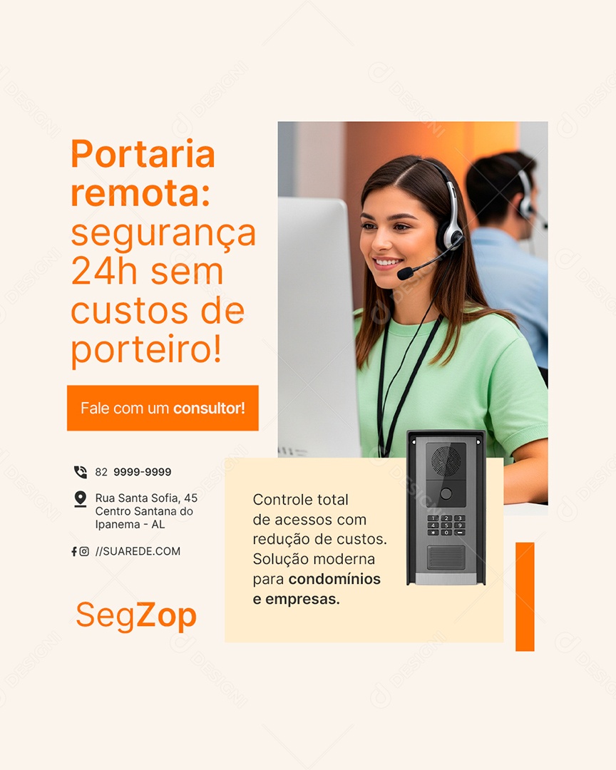 Segurança Portaria Remota Social Media PSD Editável