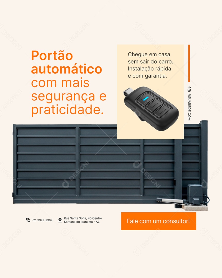 Segurança Portão Automático Social Media PSD Editável
