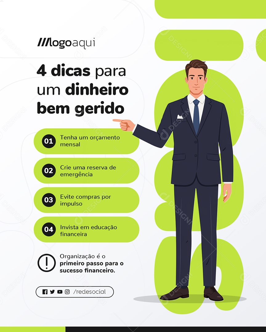 Contabilidade Dicas de Finanças para Um Dinheiro Bem Gerido Social Media PSD Editável