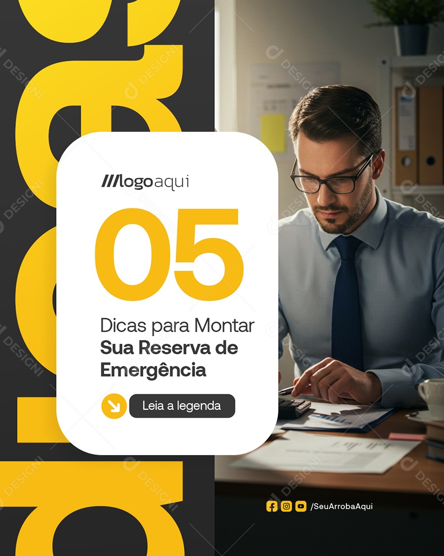 Contabilidade Dicas de Finanças para Montar sua Reserva Social Media PSD Editável