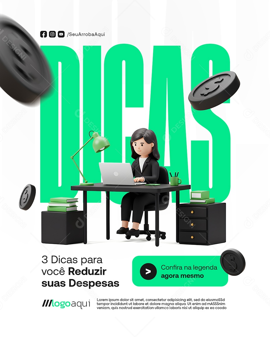 Contabilidade Dicas de Finanças Você Reduzir suas Dispesas Social Media PSD Editável