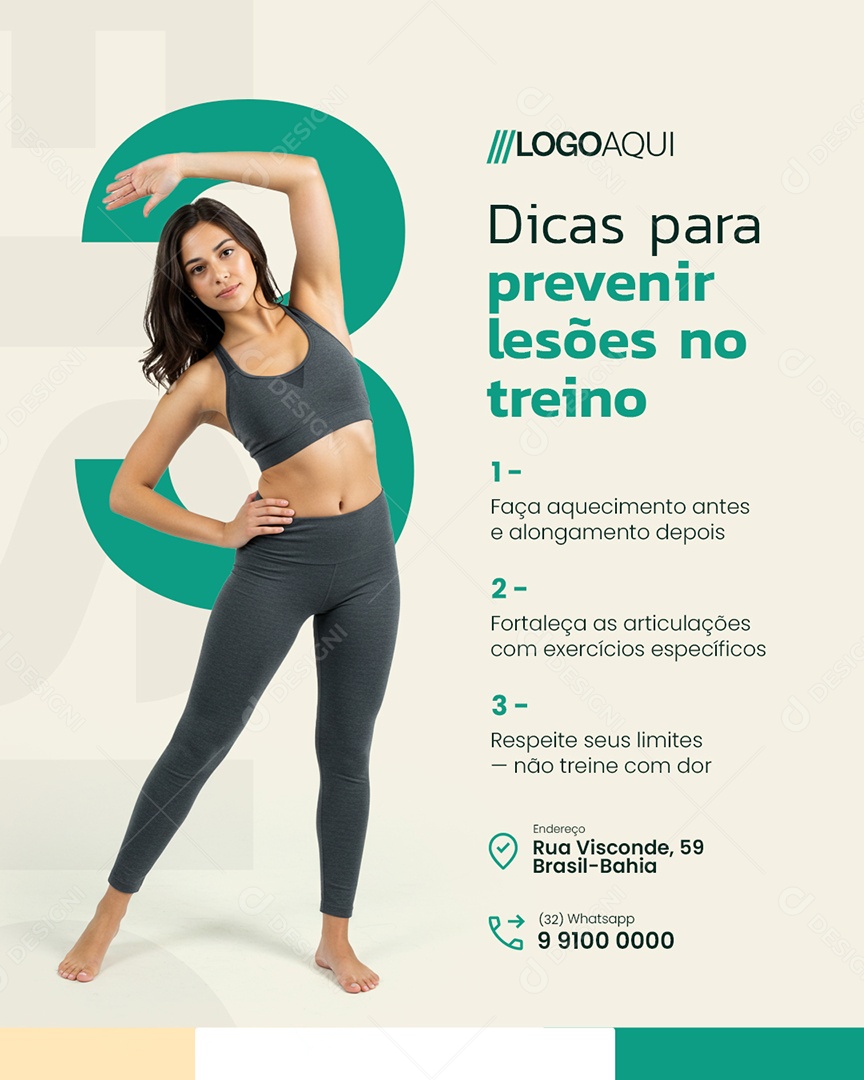 Fisioterapia Três Dicas para Prevenir Lesões no Treino Social Media PSD Editável