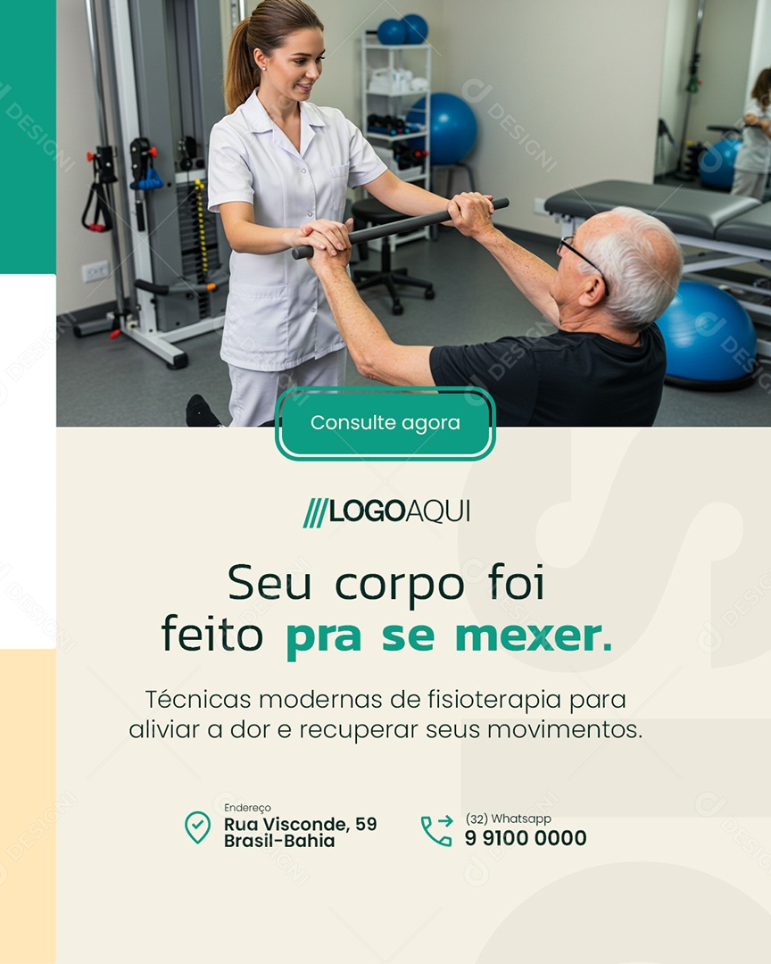 Fisioterapia Seu Corpo Foi Feito pra Se Mexer Social Media PSD Editável