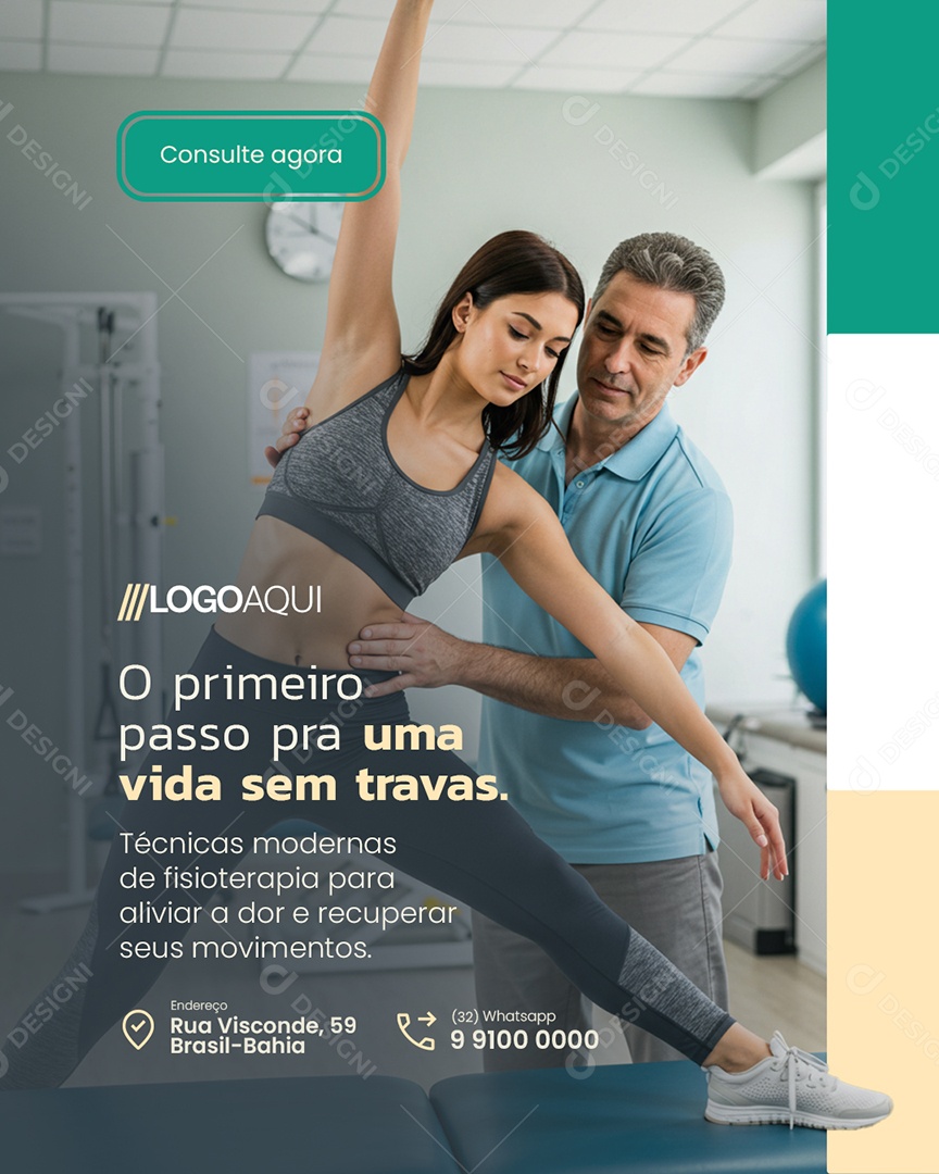 Fisioterapia O Primeiro Passo pra Uma Vida Sem Travas Social Media PSD Editável