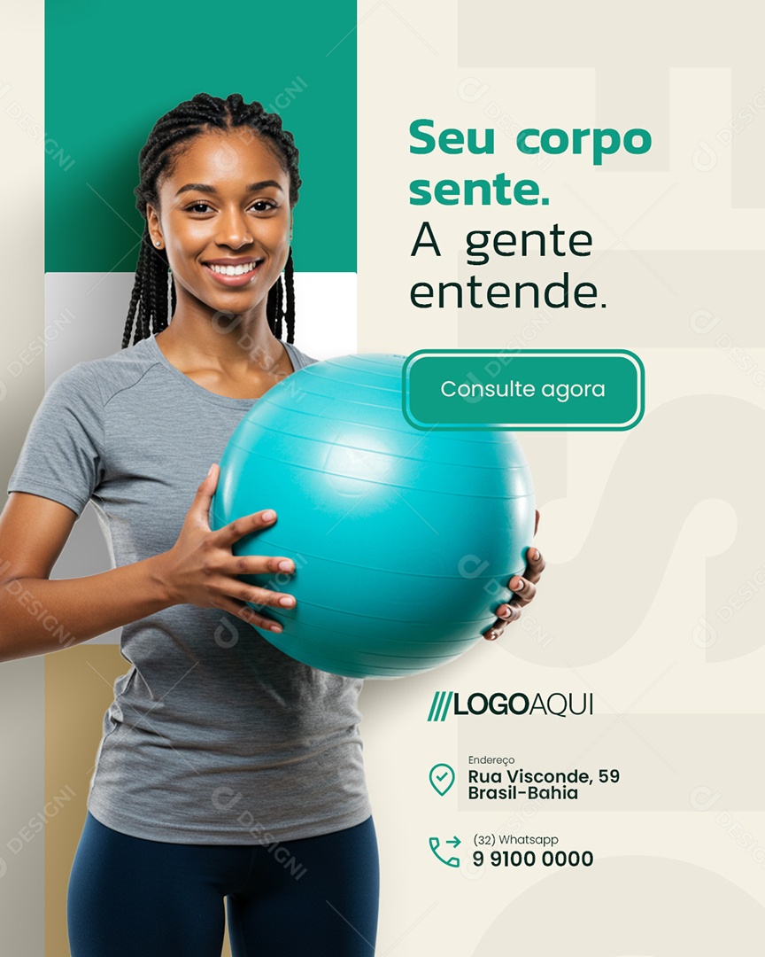 Fisioterapia Seu Corpo Sente Social Media PSD Editável