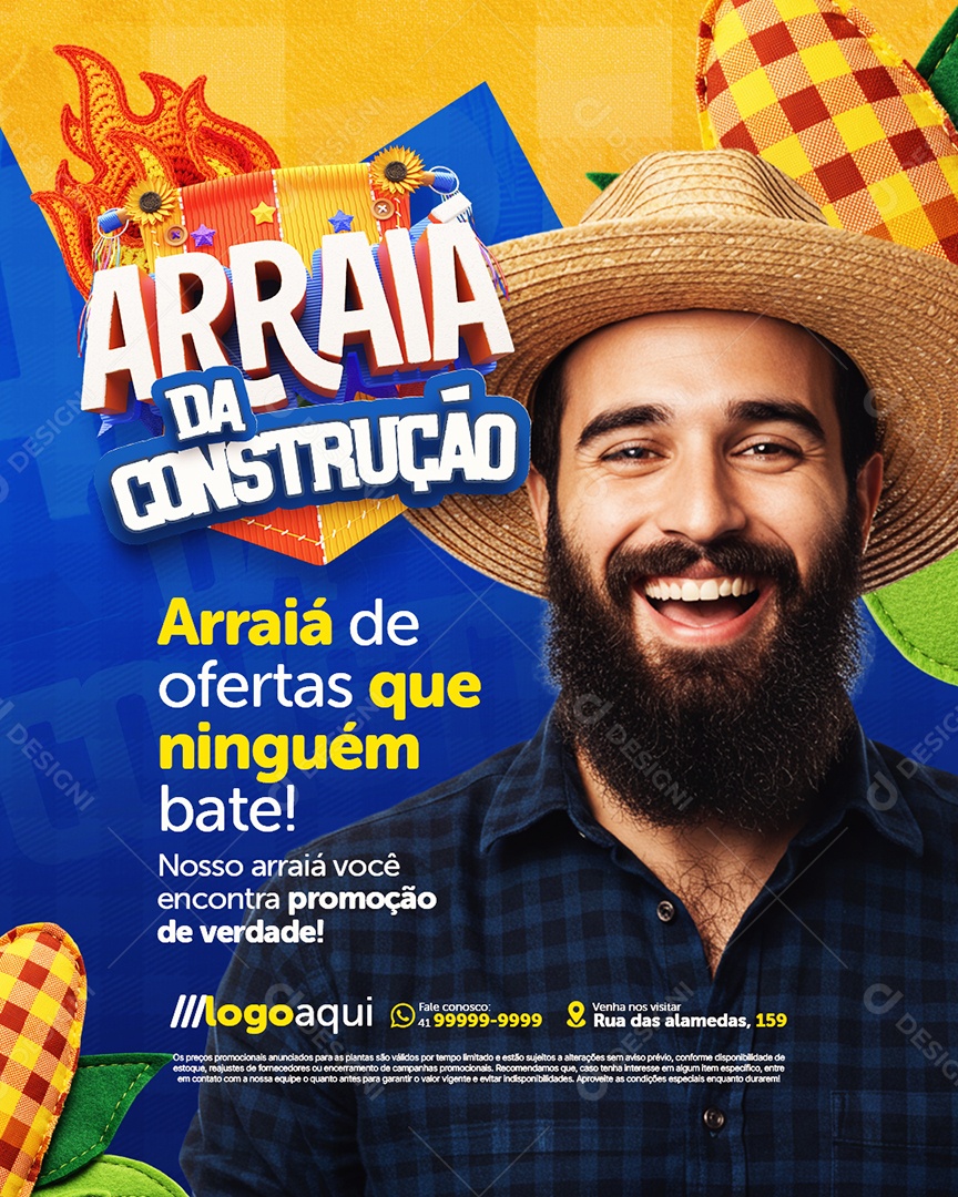 Arraia da Construção Promoção de Verdade Social Media PSD Editável