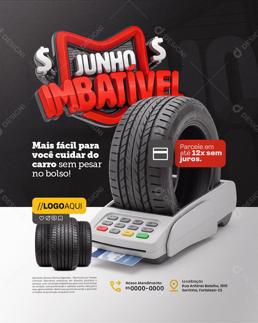 Junho Imbatível Loja de Pneus Mais Fácil Social Media PSD Editável