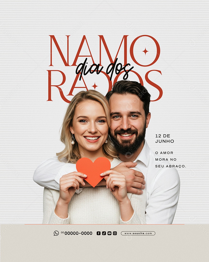 Feliz Dia dos Namorados 12 de junho Social Media PSD Editável