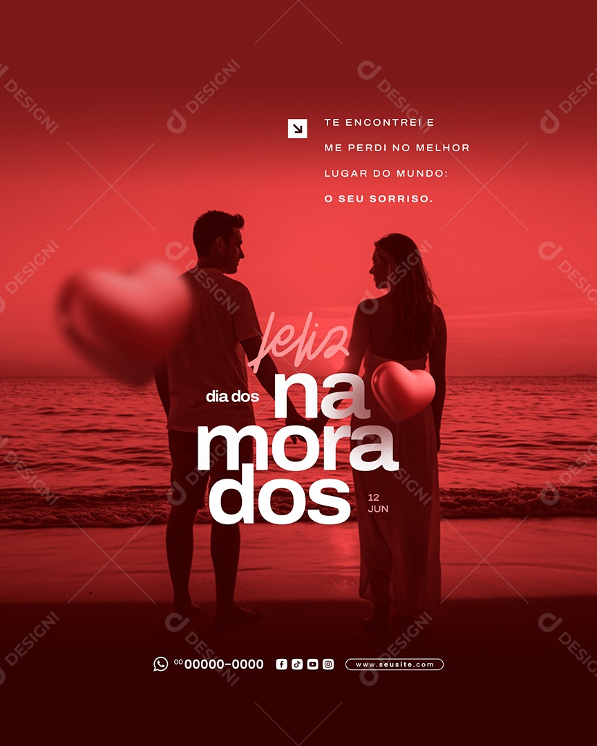 Feliz Dia dos Namorados 12 de junho Social Media PSD Editável