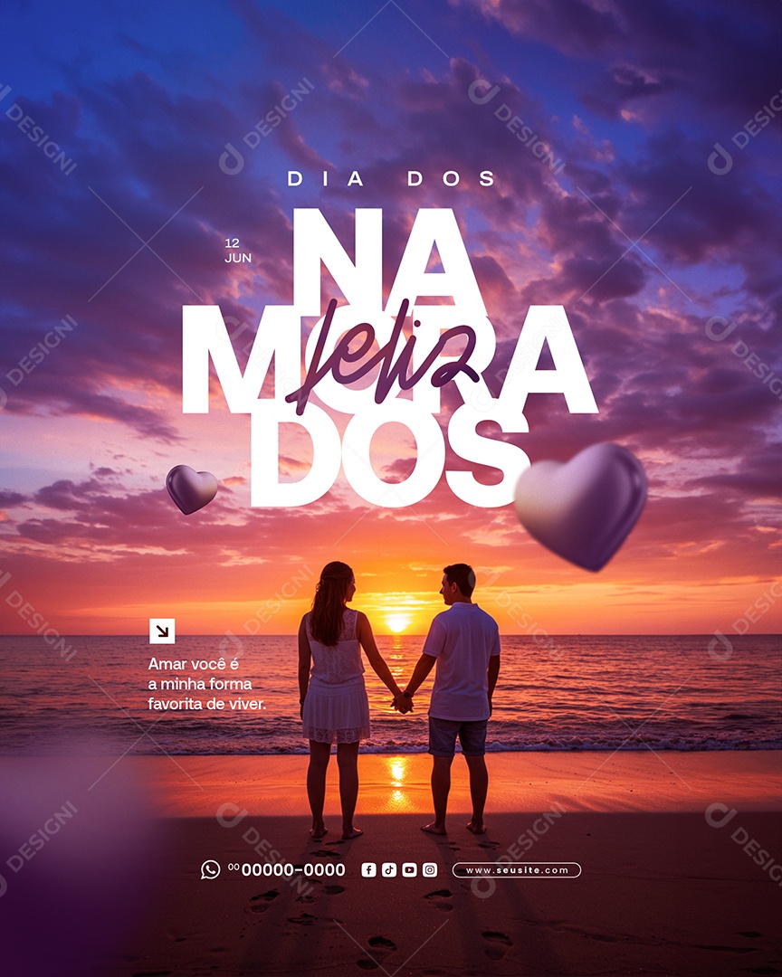 Feliz Dia dos Namorados 12 de junho Social Media PSD Editável