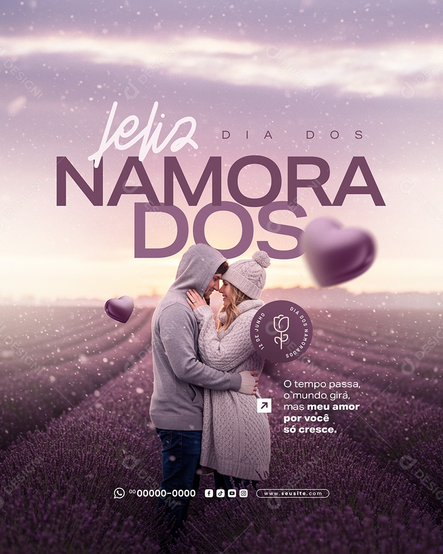 Feliz Dia dos Namorados 12 de junho Social Media PSD Editável